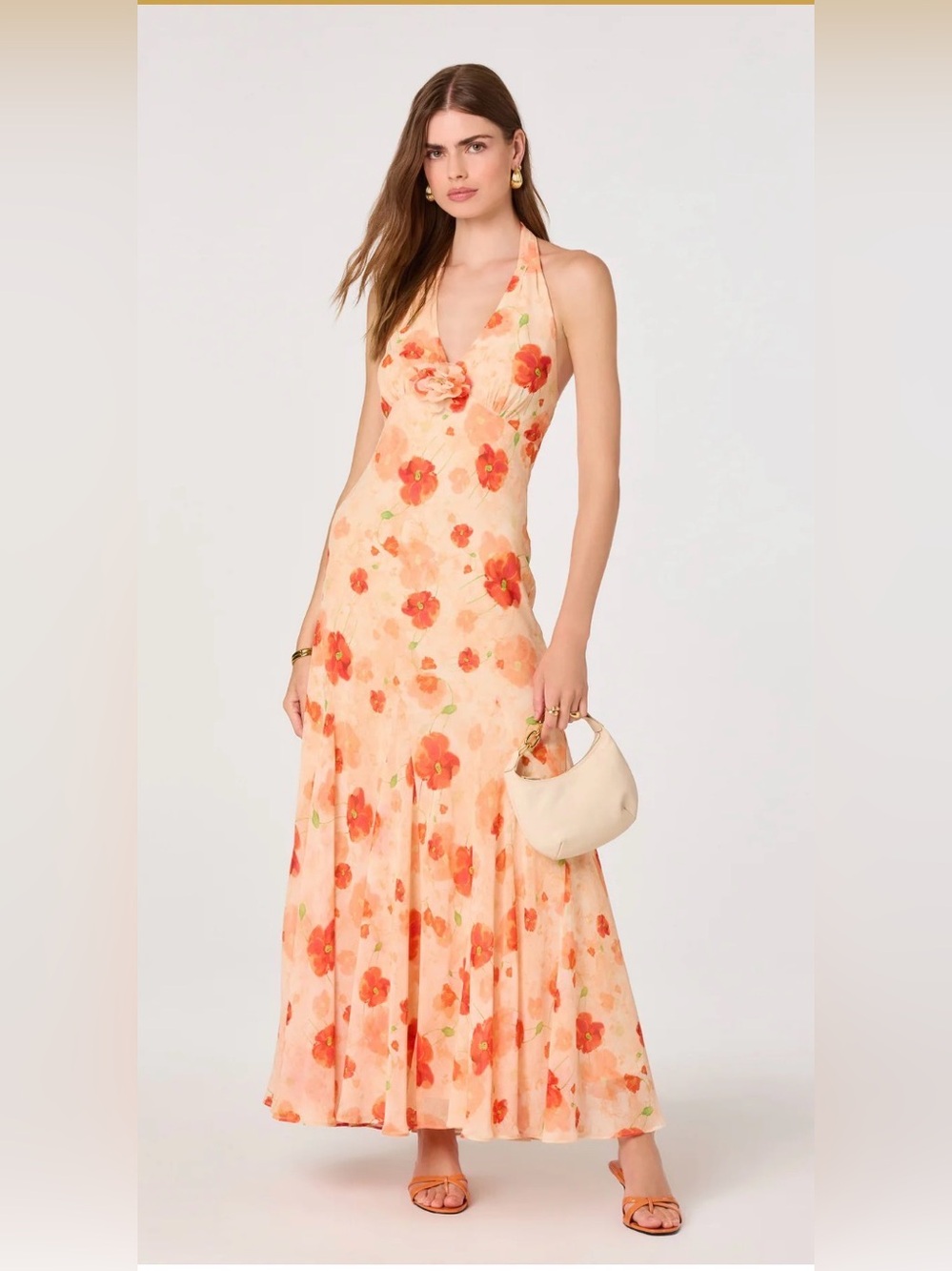 NWT ASTR THE LABEL YASMEEN FLORAL HALTER GODET MAXI DRESS